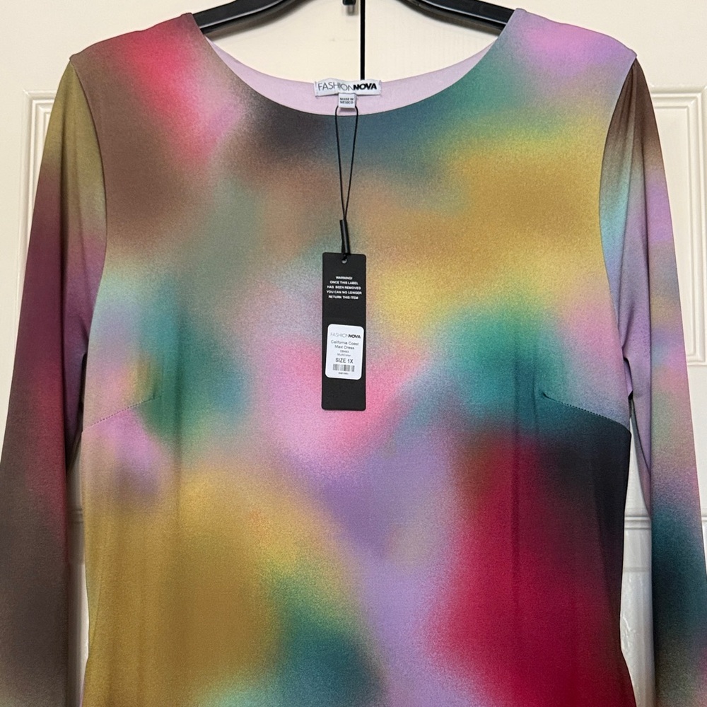 Multicolor Long Sleeve Maxi Dress - Picture 3 of 4
